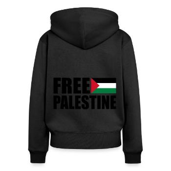 Free palestine - Frauen Premium Bio Zip Hoodie - Schwarz - Hinten - Julia (174cm)