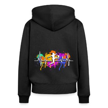 Fußballerin Fußball Herzschlag - Frauen Premium Bio Zip Hoodie - Schwarz - Hinten - Julia (174cm)