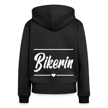 Bikerin Herz Bikergirl Motorradfahrerin Biker-Girl - Frauen Premium Bio Zip Hoodie - Schwarz - Hinten - Julia (174cm)
