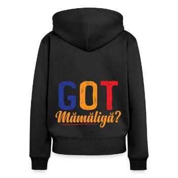 Drôle d’humour Mamalig - Sweat à capuche zippé Premium bio Femme - noir - Dos - Julia (174cm)