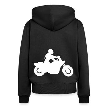 Motorcyclist Chopper Custombike Cruiser Woman - Women's Premium Organic Zip Hoodie - black - Back - Julia (174cm)