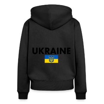Ukraine - Sweat à capuche zippé Premium bio Femme - noir - Dos - Julia (174cm)