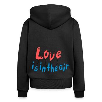L’amour est dans l’air - Sweat à capuche zippé Premium bio Femme - noir - Dos - Julia (174cm)