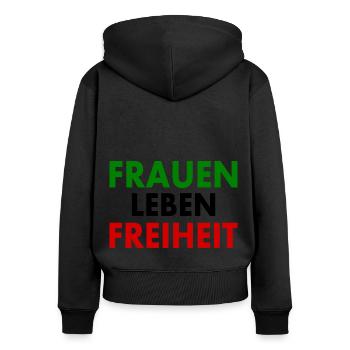Frauen leben freiheit - Frauen Premium Bio Zip Hoodie - Schwarz - Hinten - Julia (174cm)