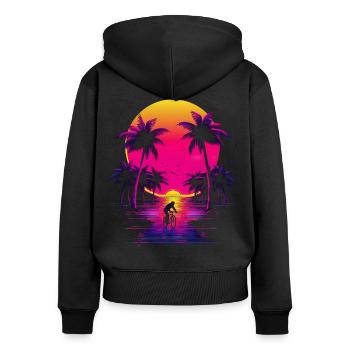 Cycling - Women's Premium Organic Zip Hoodie - black - Back - Julia (174cm)