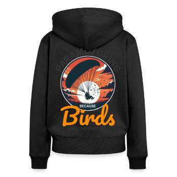 Motorschirmpilot Motorschirm Motorschirm - Frauen Premium Bio Zip Hoodie - Schwarz - Hinten - Julia (174cm)
