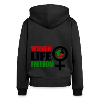 Women life freedom - Sweat à capuche zippé Premium bio Femme - noir - Dos - Julia (174cm)