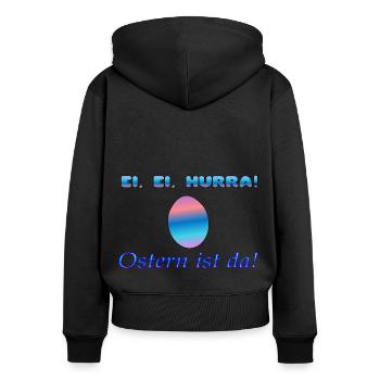 Œuf de Pâques - Sweat à capuche zippé Premium bio Femme - noir - Dos - Julia (174cm)