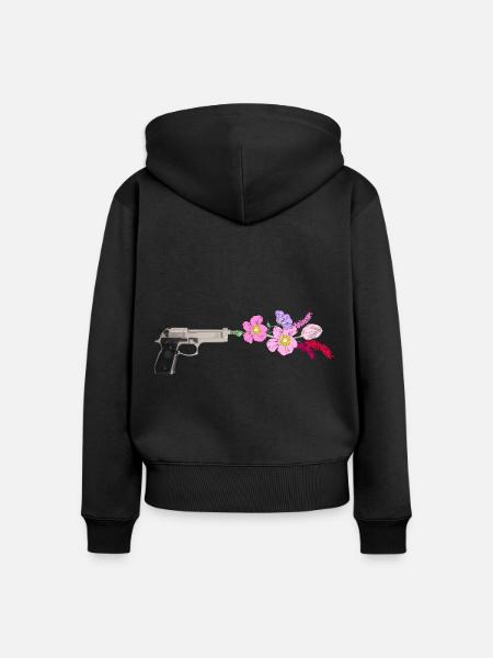 Flower Gun - Frauen Premium Bio Zip Hoodie - Schwarz