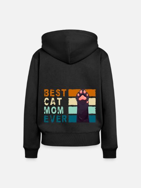 Katze Stubentiger Kätzchen Frauchen - Frauen Premium Bio Zip Hoodie - Schwarz