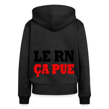 le rn ça pue - Sweat à capuche zippé Premium bio Femme - noir - Dos - Julia (174cm)