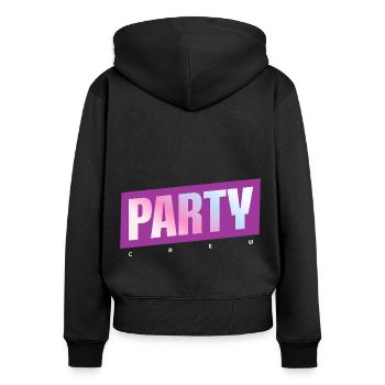 Équipe de fête - Sweat à capuche zippé Premium bio Femme - noir - Dos - Julia (174cm)