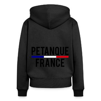 Pétanque France Petanque Frankreich Boule Boccia - Frauen Premium Bio Zip Hoodie - Schwarz - Hinten - Julia (174cm)