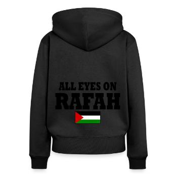 all eyes on rafah - Sweat à capuche zippé Premium bio Femme - noir - Dos - Julia (174cm)