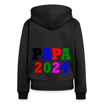 Papa 2024 - Frauen Premium Bio Zip Hoodie - Schwarz - Hinten - Julia (174cm)