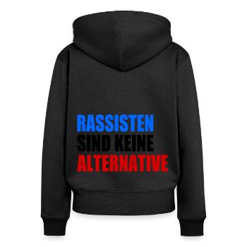 rassisten sind keine alternative - Frauen Premium Bio Zip Hoodie - Schwarz - Hinten - Julia (174cm)