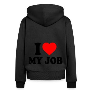 I love my job - Sweat à capuche zippé Premium bio Femme - noir - Dos - Julia (174cm)