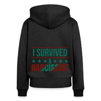 I Survived A Narcissist - Women's Premium Organic Zip Hoodie - black - Back - Julia (174cm)