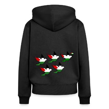 Free palestine - Sweat à capuche zippé Premium bio Femme - noir - Dos - Julia (174cm)