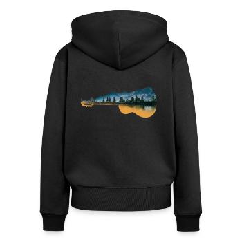 guitar/forest - Women's Premium Organic Zip Hoodie - black - Back - Julia (174cm)