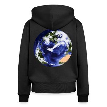 Terre Mère! Notre planète Terre / planète Terre - Sweat à capuche zippé Premium bio Femme - noir - Dos - Julia (174cm)