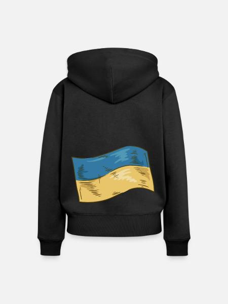 Ukraine Flagge - Frauen Premium Bio Zip Hoodie - Schwarz