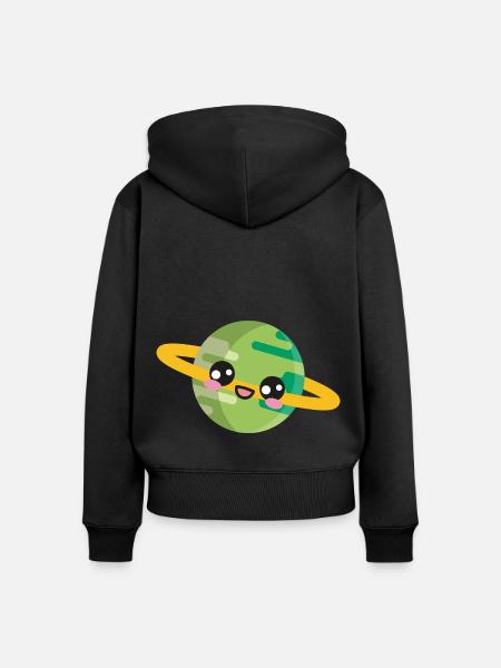 Planet Weltraum - Frauen Premium Bio Zip Hoodie - Schwarz