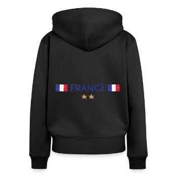 France Football Maillot de foot Drapeau Français - Sweat à capuche zippé Premium bio Femme - noir - Dos - Julia (174cm)