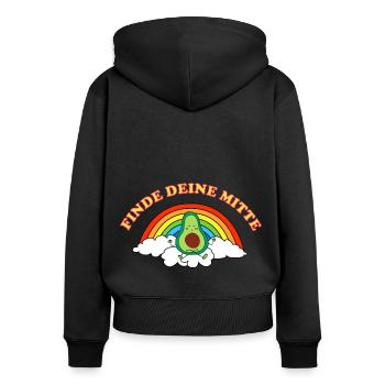 Avocado Regenbogen Meditation lustig humor witzig - Frauen Premium Bio Zip Hoodie - Schwarz - Hinten - Julia (174cm)