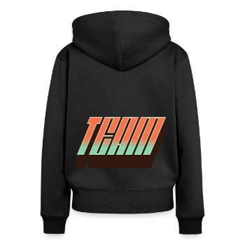 Équipe - Sweat à capuche zippé Premium bio Femme - noir - Dos - Julia (174cm)