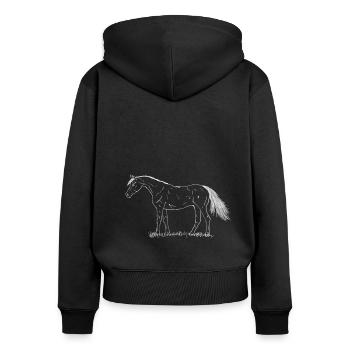 Pferde T-Shirt - Frauen Premium Bio Zip Hoodie - Schwarz - Hinten - Julia (174cm)