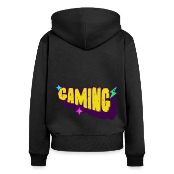 Gamer Gaming - Frauen Premium Bio Zip Hoodie - Schwarz - Hinten - Julia (174cm)
