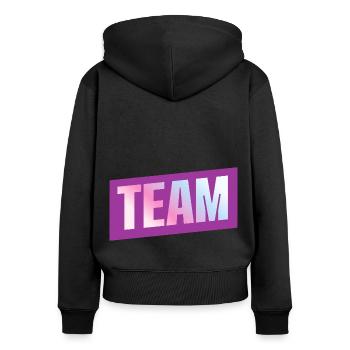 Team - Frauen Premium Bio Zip Hoodie - Schwarz - Hinten - Julia (174cm)