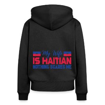 Haiti Ehefrau - Frauen Premium Bio Zip Hoodie - Schwarz - Hinten - Julia (174cm)