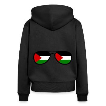 Palestine - Sweat à capuche zippé Premium bio Femme - noir - Dos - Julia (174cm)