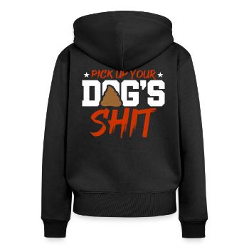 Merde de chien - Sweat à capuche zippé Premium bio Femme - noir - Dos - Julia (174cm)