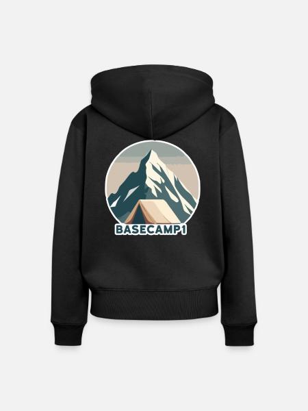 Bergsteiger Basislager 1 - Frauen Premium Bio Zip Hoodie - Schwarz