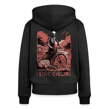 J’adore faire du vélo - Sweat à capuche zippé Premium bio Femme - noir - Dos - Julia (174cm)