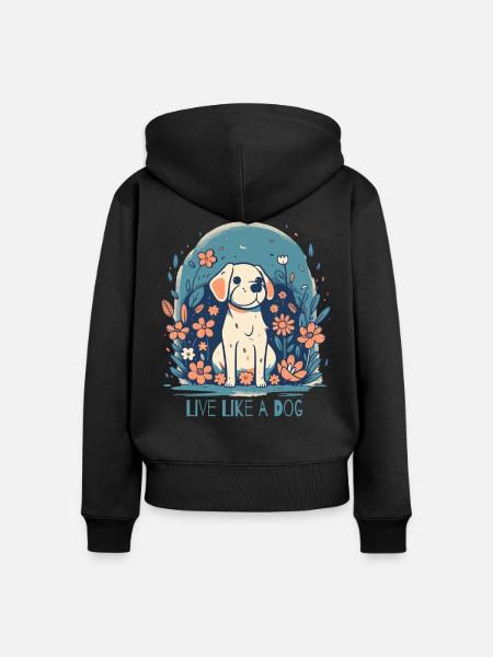 Lebe wie ein Hund - Frauen Premium Bio Zip Hoodie - Schwarz