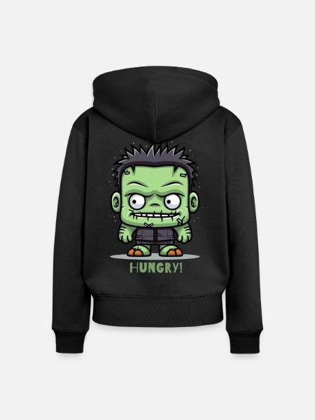 Hungriger kleiner Zombie - Frauen Premium Bio Zip Hoodie - Schwarz