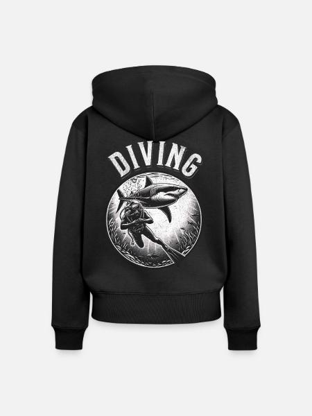 Taucher Tauchen - Frauen Premium Bio Zip Hoodie - Schwarz