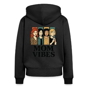 Mama Vibes – Retro Comic Style - Women's Premium Organic Zip Hoodie - black - Back - Julia (174cm)