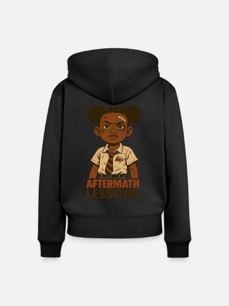 Starkes Schulmädchen mit Pflaster - Frauen Premium Bio Zip Hoodie - Schwarz