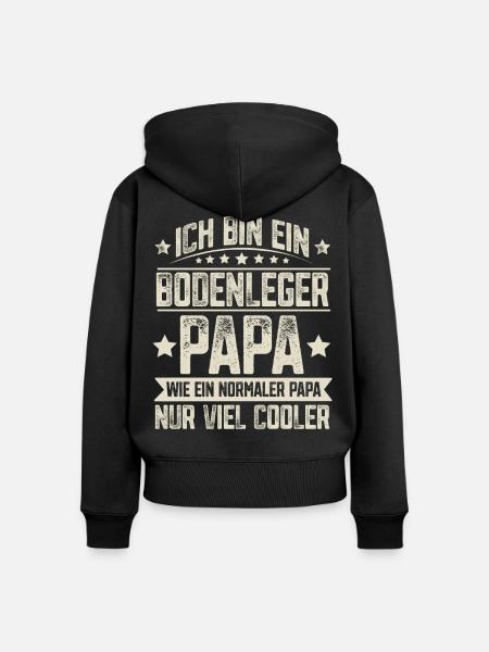 Bodenleger Papa - Frauen Premium Bio Zip Hoodie - Schwarz