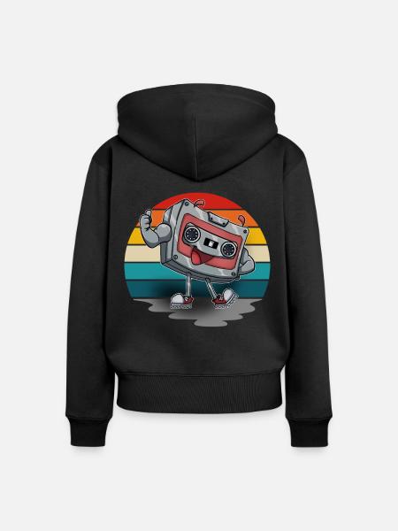 Kassette - Frauen Premium Bio Zip Hoodie - Schwarz
