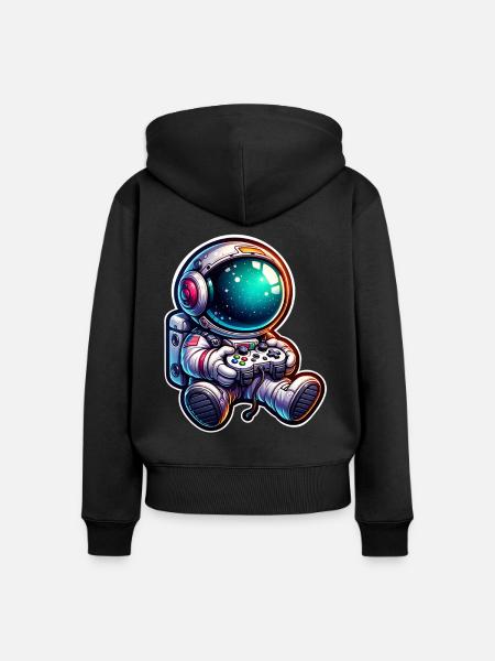 Astronaut Gaming - Frauen Premium Bio Zip Hoodie - Schwarz
