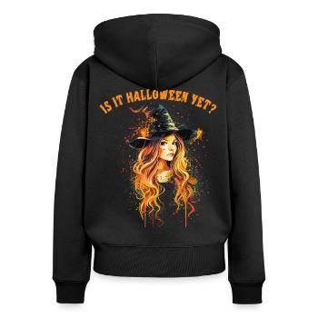 Gruselige Pin-up-hexe Halloween - Frauen Premium Bio Zip Hoodie - Schwarz - Hinten - Julia (174cm)