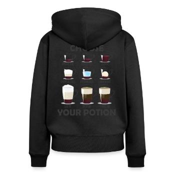 Wählen Sie Ihren Potion Coffee Lover - Frauen Premium Bio Zip Hoodie - Schwarz - Hinten - Julia (174cm)