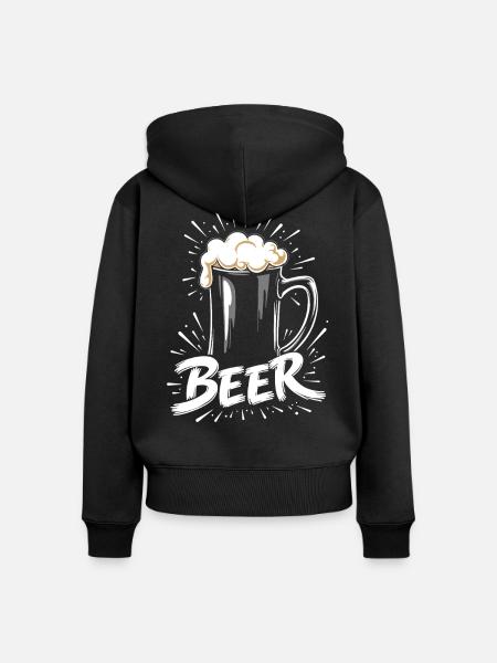 Bier Krug - Frauen Premium Bio Zip Hoodie - Schwarz