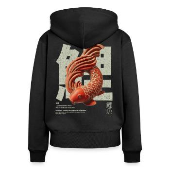 Japanese Koi Fish – Happiness & Transformation - Women's Premium Organic Zip Hoodie - black - Back - Julia (174cm)